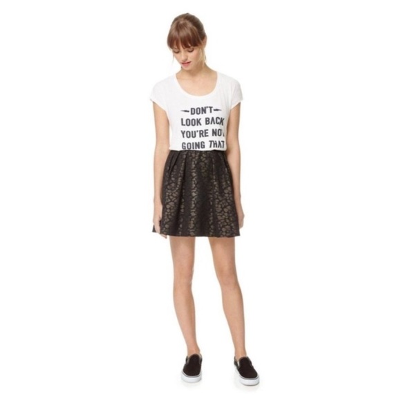 NWT Aritzia Talula Black & Bronze  Abstract Patterned Flared Mini Skirt - Picture 1 of 15
